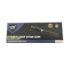 Retail packaging for the Streetwise Streetlight black stun gun showing the device image, branding, and listed features on the front of the box.