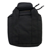 black 1050D nylon double pistol case shown closed from the back side