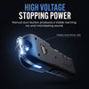 Illustration showing the Streetwise Tap Out stun gun emitting a high‑voltage arc from the front electrodes, highlighting its auto‑stun activation.
