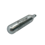 Single 12‑gram CO₂ cartridge shown upright as the power source for the Streetwise Heat pepper launcher.
