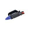 Detailed image of the blue Strike‑N‑Spray Double Defender focusing on the device’s front end and functional features.