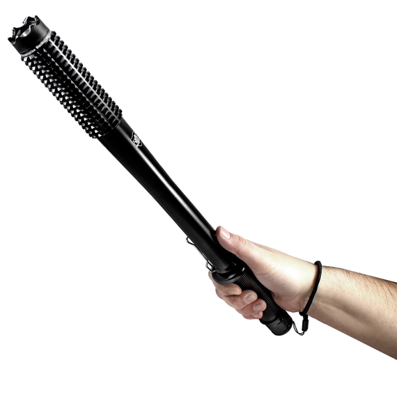 stun baton flashlight with reinforced spiked body
