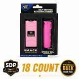 Streetwise Stun Gun and Sticky Gel Pepper Spray Keychain Combo 18 Count Wholesale Bulk Pack with rechargeable stun gun and police-strength gel pepper spray.
