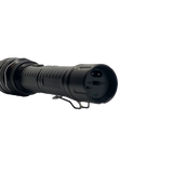 close‑up of the JOLT Tactical stun flashlight highlighting its aluminum housing and flashlight head
