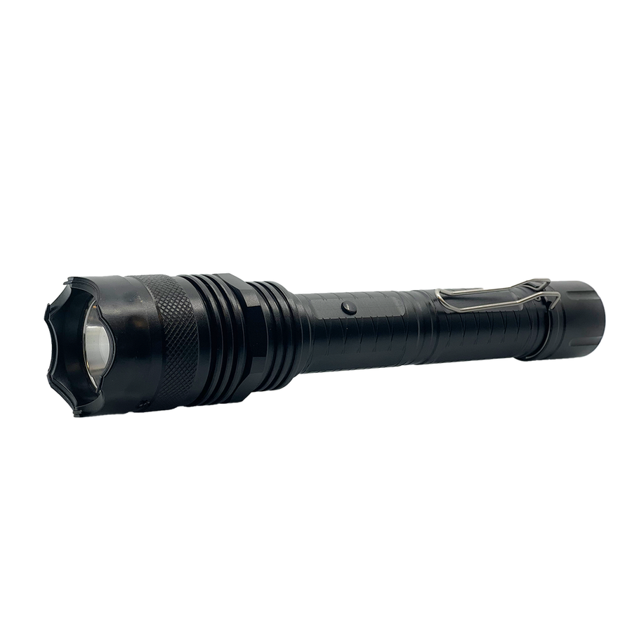 JOLT Tactical 95,000,000 volt stun flashlight with a full‑size aluminum body and textured grip