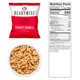 crunchy granola freeze‑dried breakfast pouch shown with 6 total servings for emergency storage and everyday snacking
