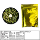 freeze‑dried green beans emergency‑food pouch shown with clean‑ingredient labeling for preparedness and storage planning