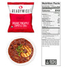 shelf‑stable organic pineapple chipotle chili pouch displayed as part of a survival‑food assortment for long‑term storage