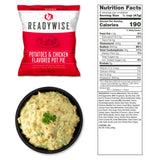 potatoes & chicken flavored pot pie freeze‑dried entrée pouch displayed with 6 total servings for long‑term food storage and family meals