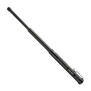 Police Force Tail Press 16-inch EZ Close expandable steel baton with grenade grip handle and emergency window breaker tip