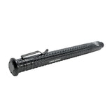 close‑up of the Tail‑Press EZ‑Close baton’s built‑in belt clip designed for secure attachment to clothing or gear