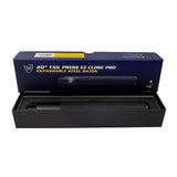 Tail‑Press EZ‑Close Baton Pro shown in its retail packaging with the baton, holster, and product features displayed on the box.