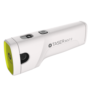 “TASER Bolt 2 shown from the front highlighting its compact, discreet design.”
