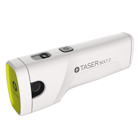 “TASER Bolt 2 shown from the front highlighting its compact, discreet design.”