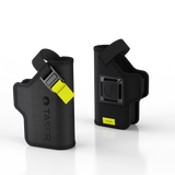 holster shown upright with universal clip and lightweight material visible