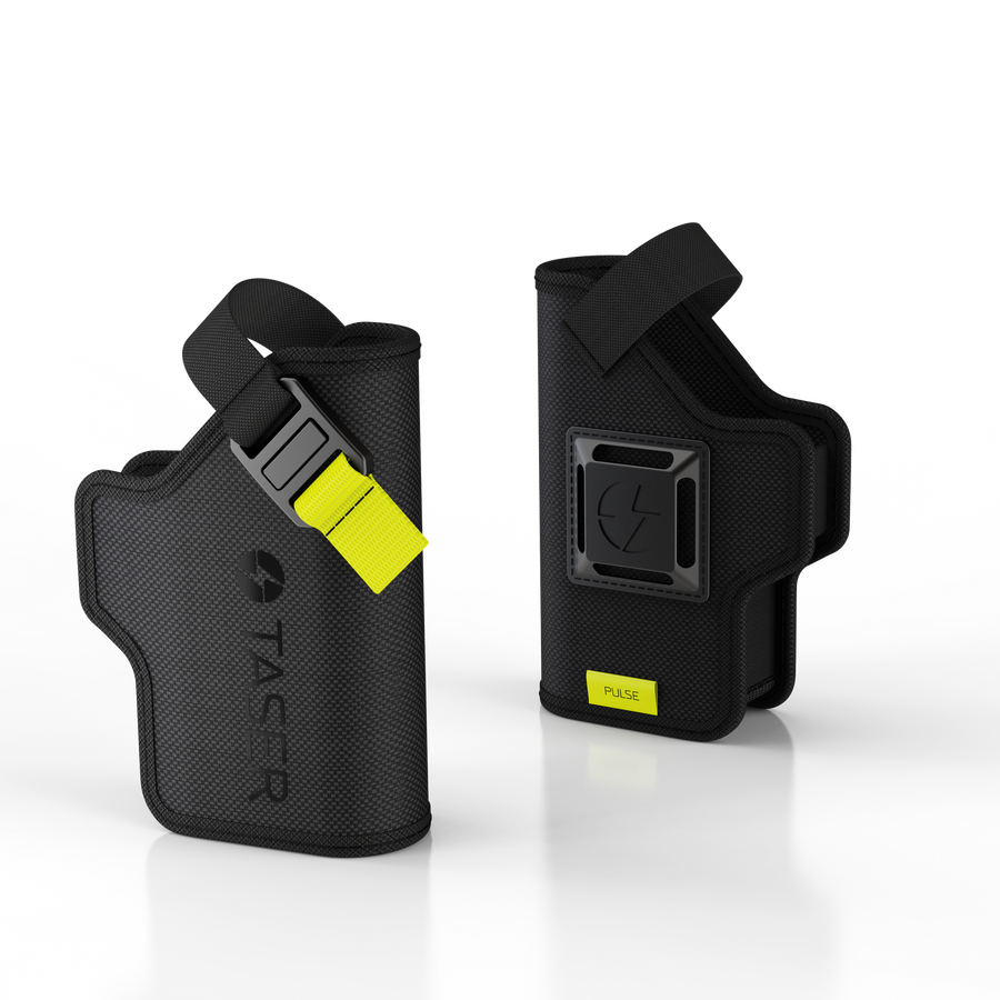 holster shown upright with universal clip and lightweight material visible