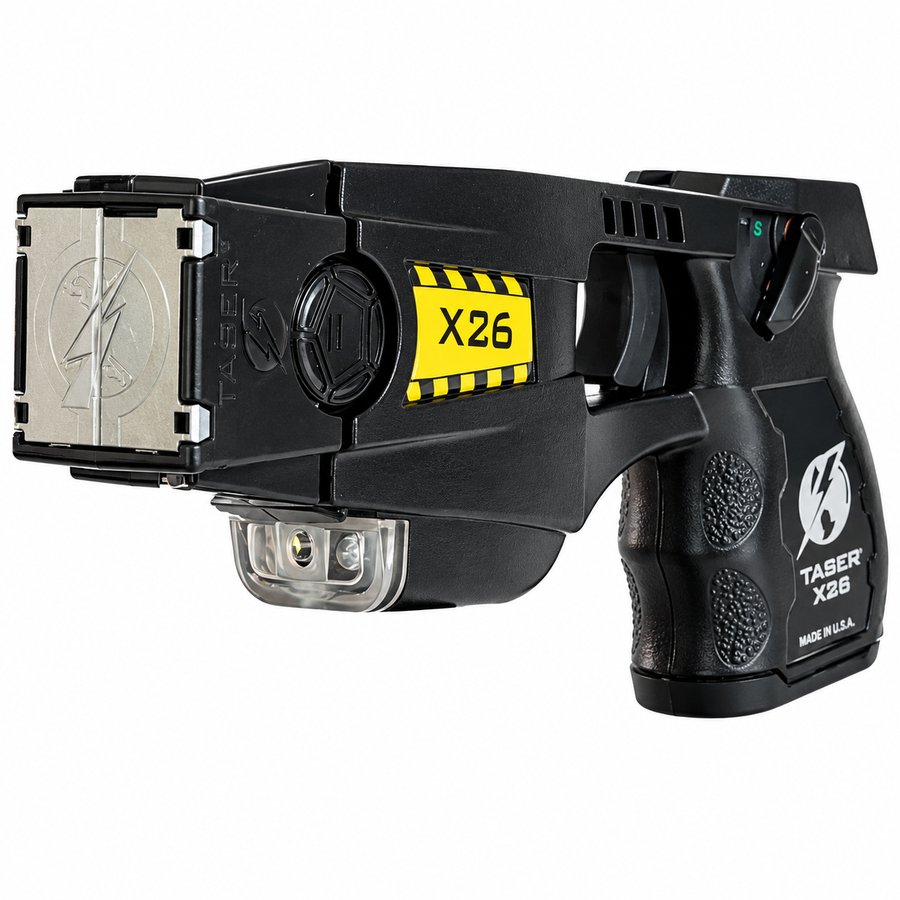 Used black TASER X26 with Blade-Tech holster, battery and cartridge.