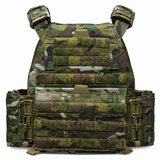 Multicam Testudo Gen 3 plate carrier displayed with front MOLLE panel, Velcro fields, and reinforced stitching.