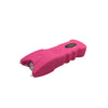 Hot pink Touchdown stun gun displayed with alarm feature, activation switches, and textured handle.