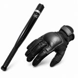 Streetwise Triple Defender rechargeable stun baton flashlight bundled with Police Force Tactical SAP gloves for complete personal protection.