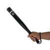 Stun baton flashlight displayed in a user’s hand, emphasizing its long profile and forward electrode array.