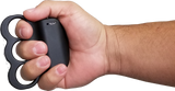 Triple Sting Ring stun gun shown held in a person’s hand, highlighting its circular grip and activation button placement.