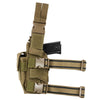 Universal tactical holster displayed with adjustable leg straps and quick‑release buckle clips.