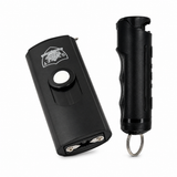 USB Secure Keychain Stun Gun and Streetwise Sticky Gel Pepper Spray bundle displayed on a white background.