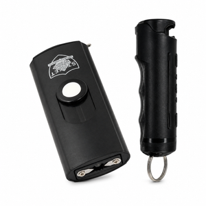 USB Secure Keychain Stun Gun and Streetwise Sticky Gel Pepper Spray bundle displayed on a white background.