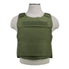 Green discreet‑style plate carrier photographed showing its minimalist design and expanded 2XL armor coverage.