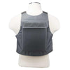 Back view of an XS–Small urban gray VISM discreet plate carrier featuring smooth low‑profile panels and reinforced stitching.