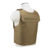 Tactical tan discreet plate carrier in XS–Small with a partial rear view emphasizing its lightweight construction and streamlined fit.
