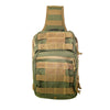 Tactical sling bag in green and tan designed for quick‑access carry and durable performance.