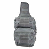 Urban gray VISM utility bag shown with its single‑strap layout and compact storage compartments.