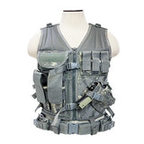Digital‑pattern tactical vest designed for 2XL+ fit highlighting modular attachment points and durable stitching.