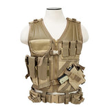 Oversized tan VISM tactical vest in 2XL+ sizing featuring full MOLLE webbing and reinforced construction.