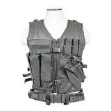 VISM Urban Gray 2XL+ adjustable tactical vest with pistol belt and equipment pouches.