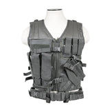 Urban‑gray VISM tactical vest with an integrated pistol belt, featuring MOLLE webbing and reinforced utility pockets.