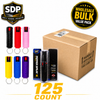 Bulk pack of 125 Streetwise 18 pepper spray keychains in mixed colors with safety lock
