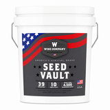 Wise Food Storage Heirloom Seed Vault containing 39 varieties of non-GMO heirloom vegetable seeds for gardening, preparedness, and long-term food production