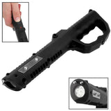 Close‑up feature callout of the built‑in LED flashlight on the ZAP baton stun gun.