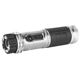 Side view of the ZAP Light stun gun flashlight showing the elongated body, front light lens, and electrode section.
